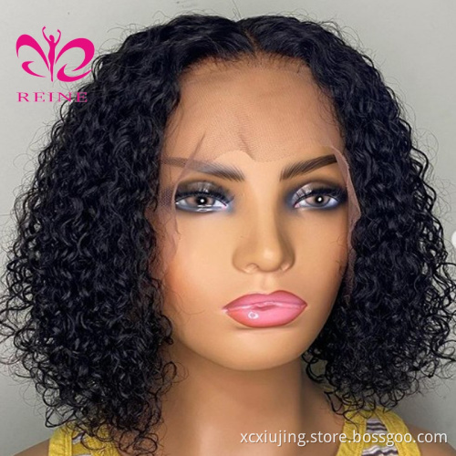 REINE  Curly Bob Lace Front Wigs For Women Kinky Curly Lace Front Wig 13*4 Lace Brazilian Curly Human Hair Wig